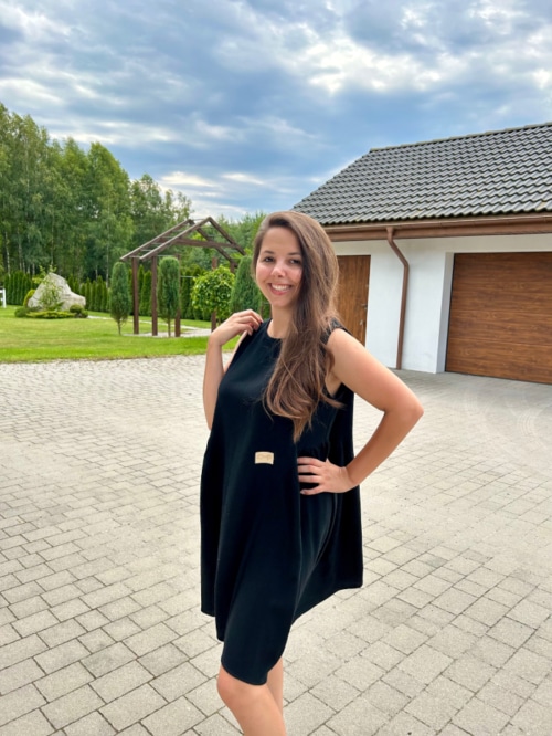 Sukienka Julia z Lnem i Wiskozą Czarna