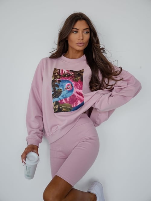 BLUZA BASIC VACATION PUDROWY RÓŻ