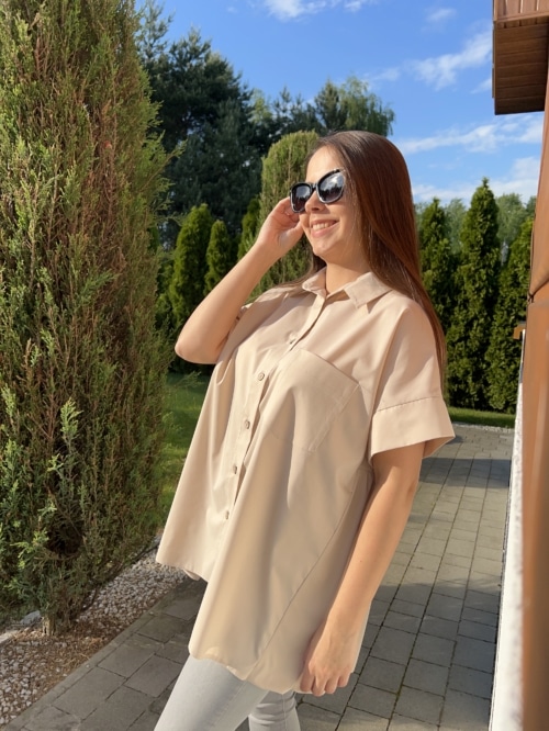 KOSZULA BAWEŁNIANA VELLA BEŻOWA