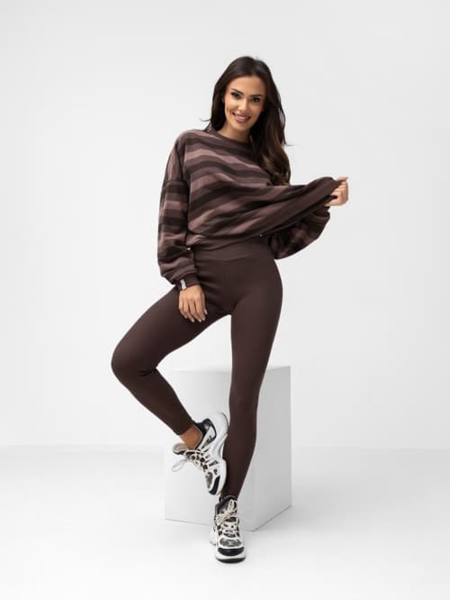 LEGGINSY DAMSKIE PUSH-UP PRĄŻKOWANE GORZKA CZEKOLADA