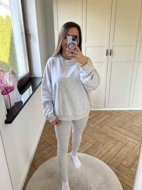 BLUZA BASIC DAMSKA SZARY MELANŻ