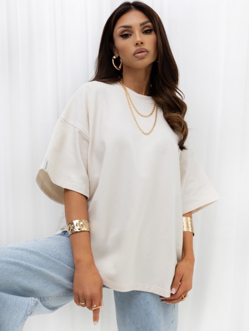 T-SHIRT OVERIZE KREMOWY LENOSHKA