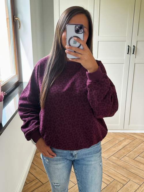 BLUZA BASIC Z TROCZKIEM PANTERKA BORDO